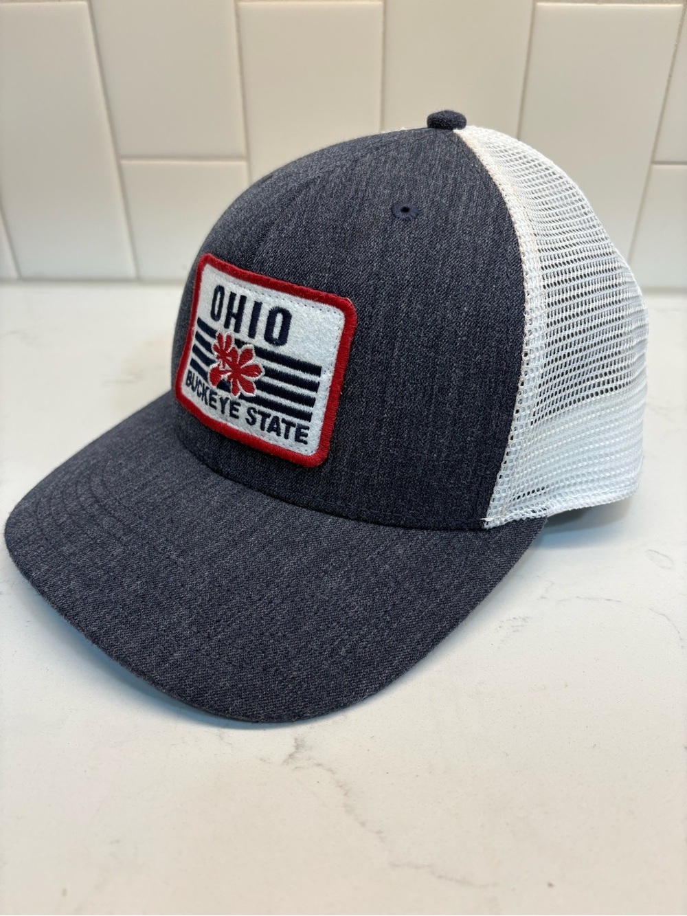 Legacy 92 Ohio Buckeye State Trucker Hat Patch Snapback Mesh Cap Heather Blue